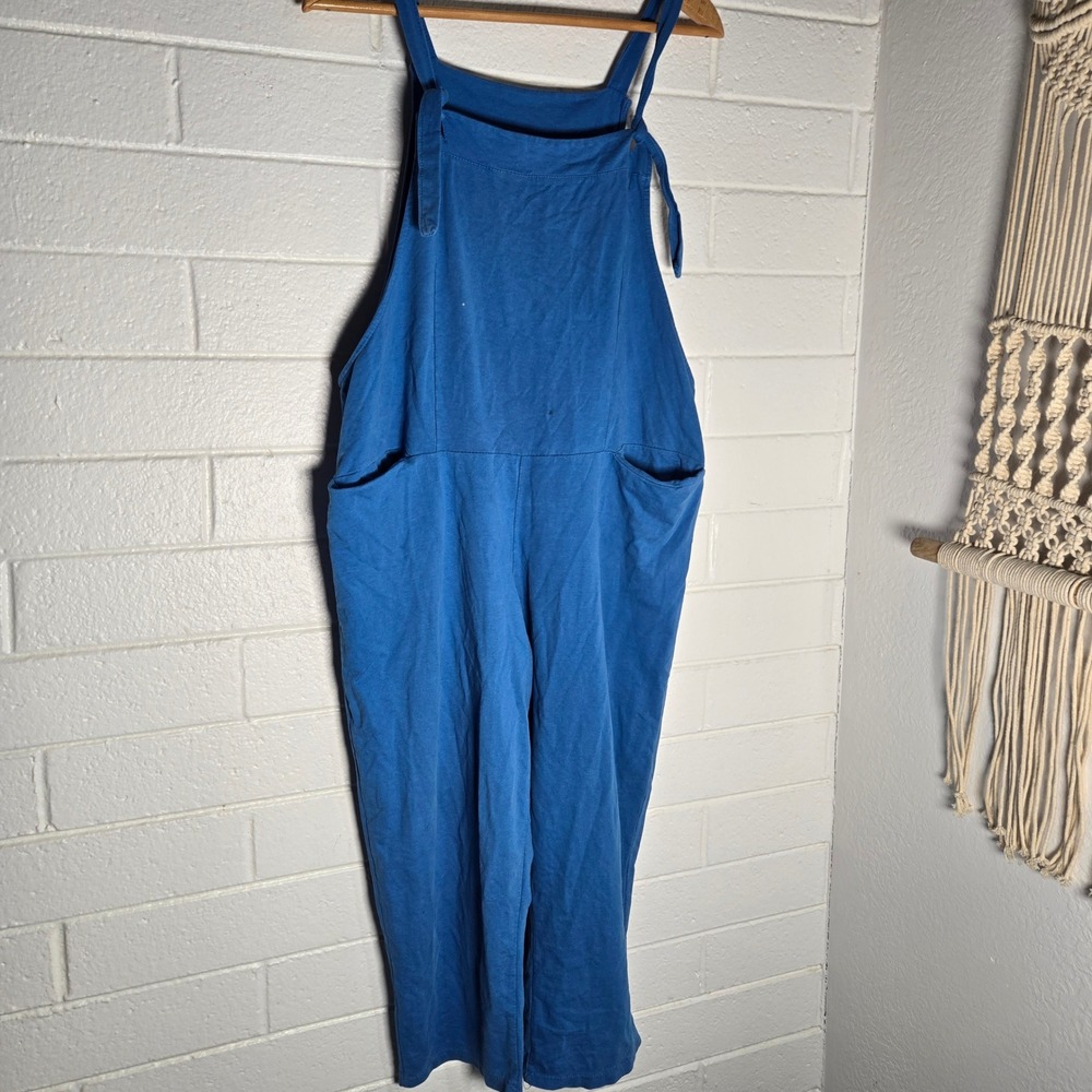 Cotton Wide Leg Overalls Jumpsuit XL Relaxed Boho Granola Dragonfly Hippie - Picture 9 of 10